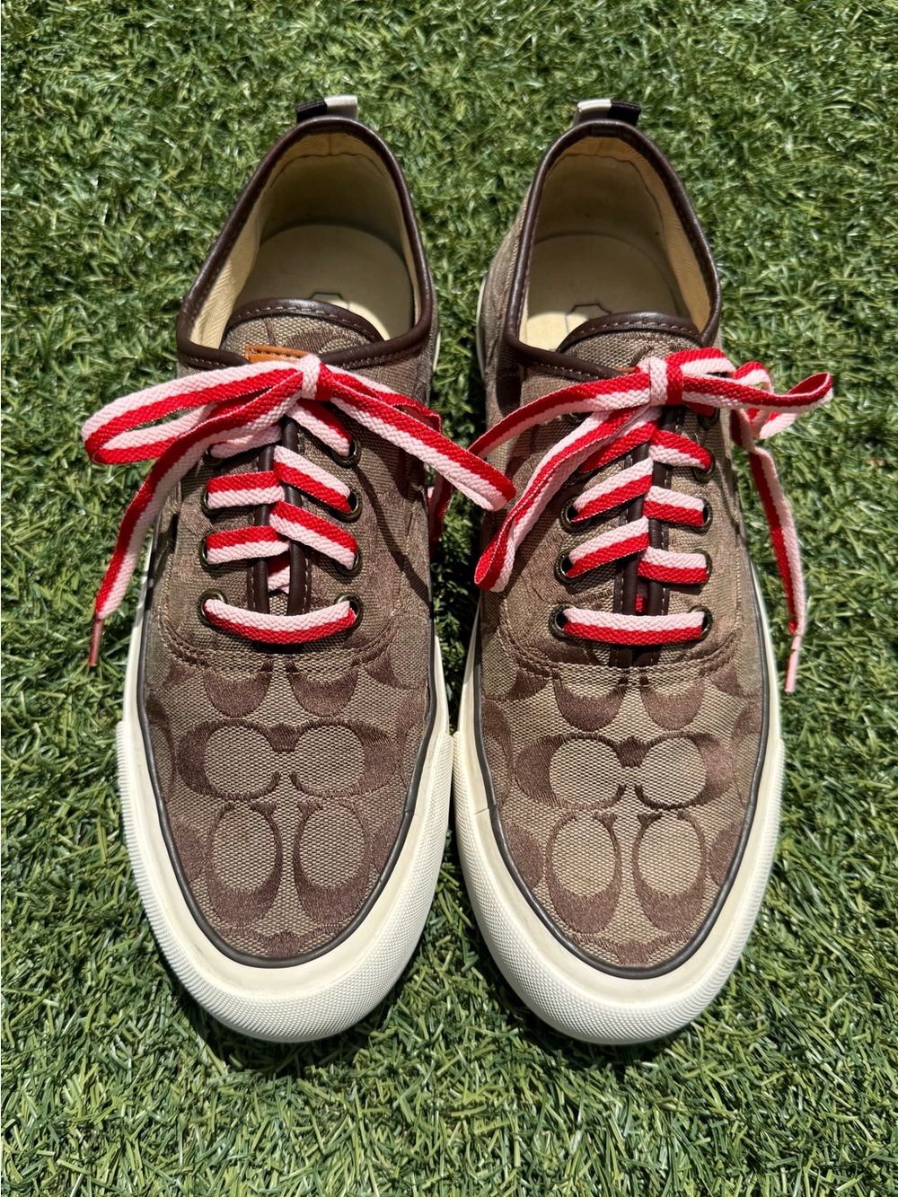 Coach Signature Canvas Lace Up Sneakers. Preppy and Easy for any Occassion